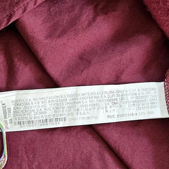 Zara Sweater Dress Womens M Burgundy LS Strech Pleated Back Short Preppy - Picture 8 of 16